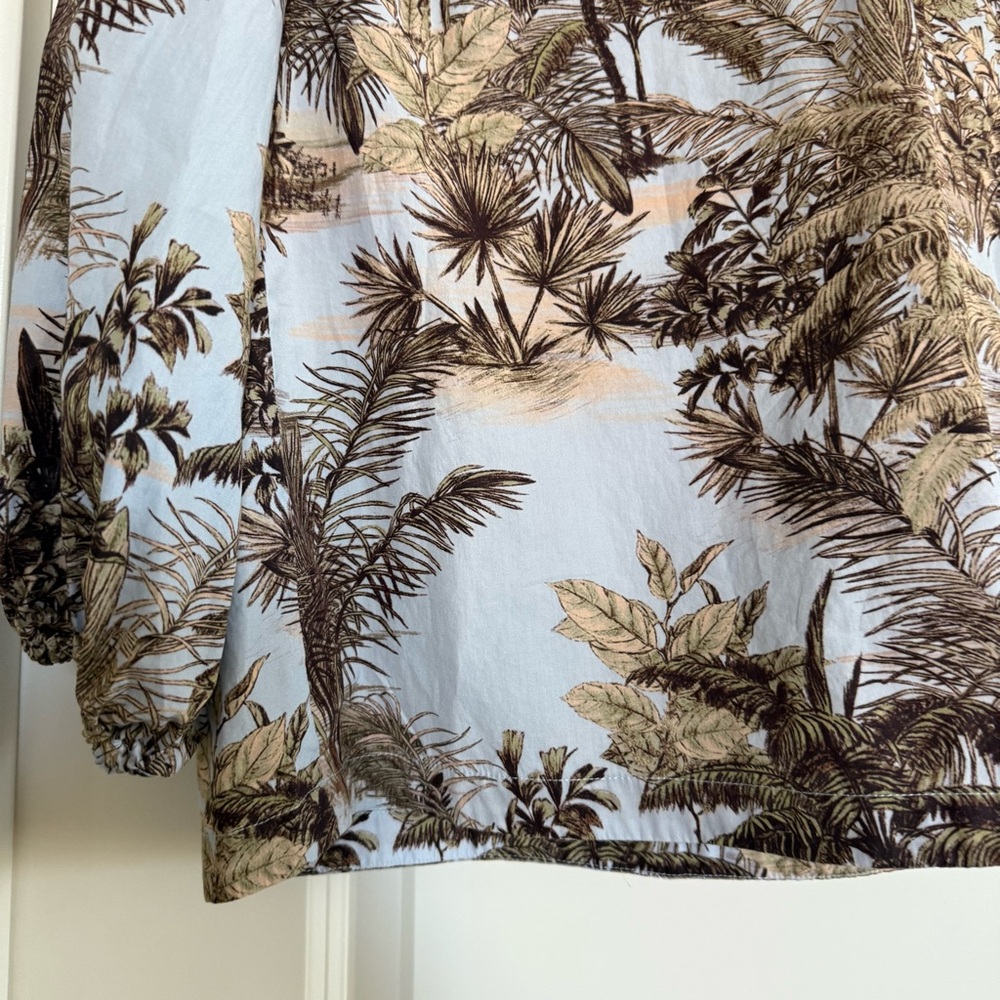 Marc Cain made in Europe tropical vacation botanical palm tree blouse cotton - Picture 8 of 15